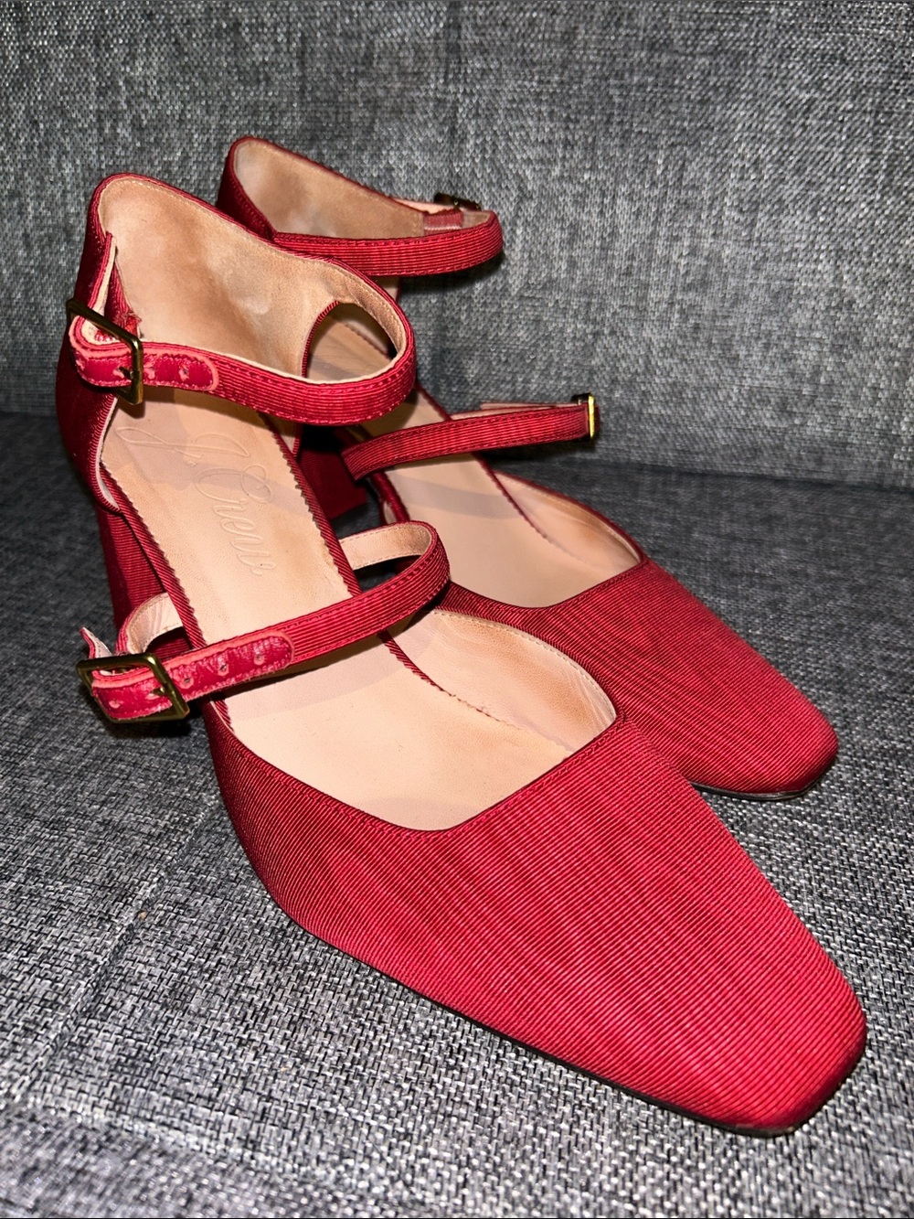J. Crew MARTA - Red Double-Strap Mary Jane Heels